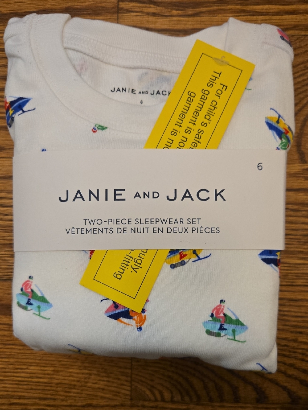 Janie and Jack White Two-Piece Kids Pajama Set with Multicolor Boat Print